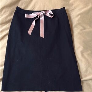Chaiken Black Pencil Skirt with built-in Pink ribbon belting